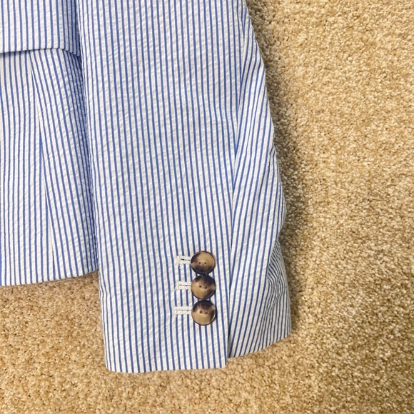 NWT J. Crew Factory cotton blazer notched lined blue white stripe blazer size 10 - Picture 5 of 12